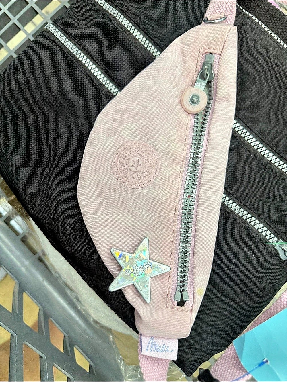 Kipling Mini Belt Bag / Waist Pack Crossbody Bag in Pink & Black